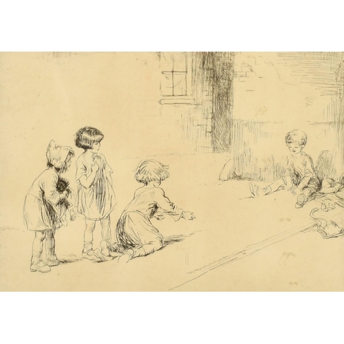 8 - Eileen Alice Soper (1905-1990), children playing marbles, etching, signed in pencil, plate size 5