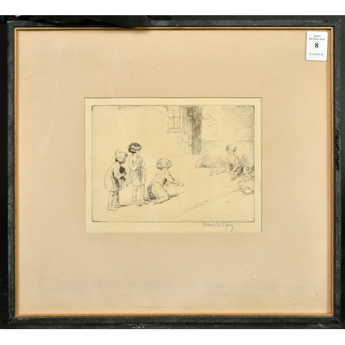 8 - Eileen Alice Soper (1905-1990), children playing marbles, etching, signed in pencil, plate size 5