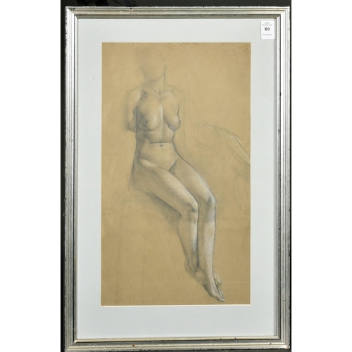 80 - Late 19th English School, a pencil and chalk study of a female nude, 17.25