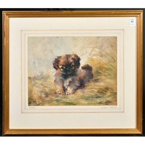 82 - Lucy Marguerite Frobisher (19th/20th Century), 'Impudence', a study of a small dog, watercolour, sig... 