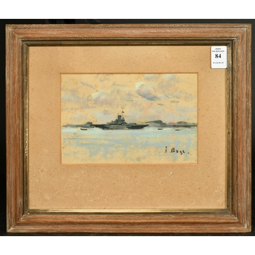 84 - Paul Lucien Maze (1887-1979) French/British, a battleship in the Solent, pastel, signed, 5