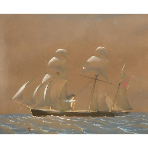 93 - English School, Circa 1900, a three masted steam clipper, watercolour, 9