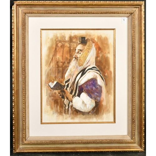 96 - Alexei Jawdokimov (b. 1937), study of a Rabii at prayer, watercolour, signed and dated 95, and inscr... 