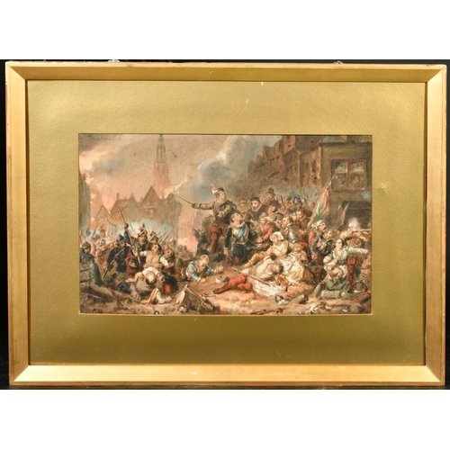 99 - Ferdinand de Braekeleer, The Spanish Fury in Antwerp, watercolour, 10.5