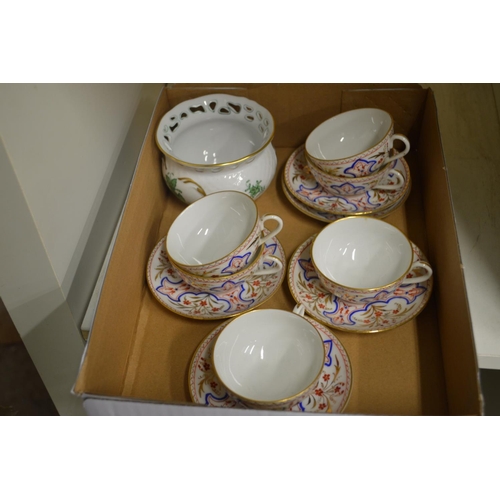 103 - Decorative coffee cups and saucers and a Herend small bowl.