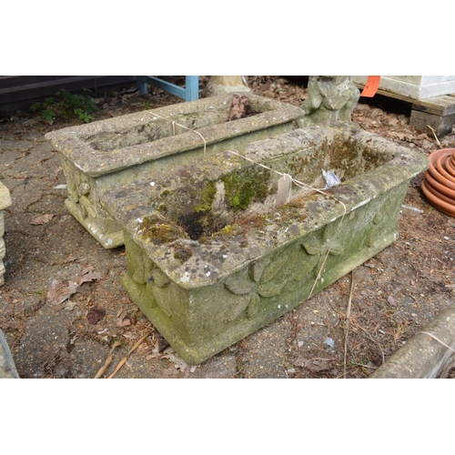 14 - A pair of composite rectangular garden troughs.