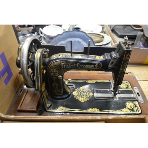 140 - Miscellaneous collectables, artist easel and a Frister and Rossmann sewing machine.