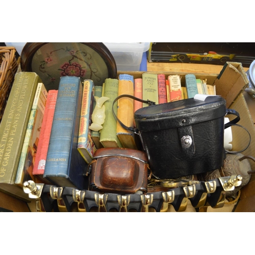 152 - Various books, binoculars, camera equipment etc.