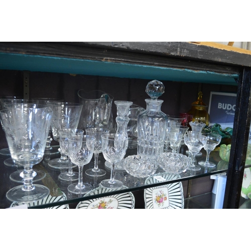 210 - Cut glass drinking glasses, decanters etc.