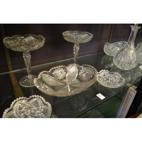 214 - Good quality cut glass bowls, decanters etc.