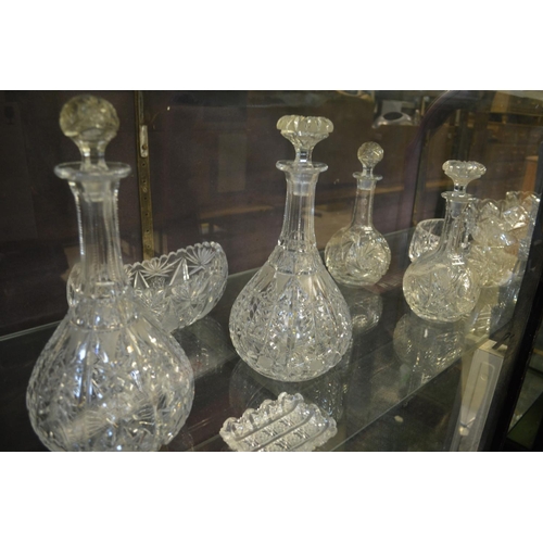 214 - Good quality cut glass bowls, decanters etc.