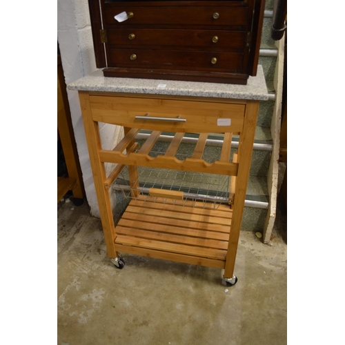 223 - A marble top hardwood kitchen trolley.