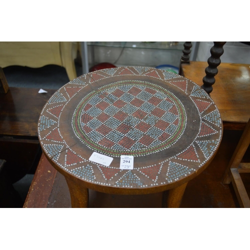 294 - Two African bead work decorated stools and another stool.