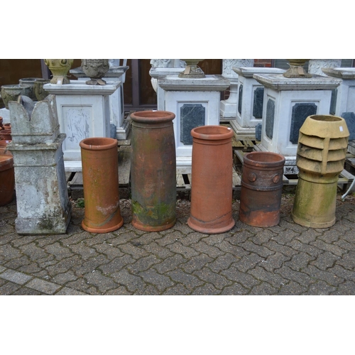 3 - Six assorted chimney pots.