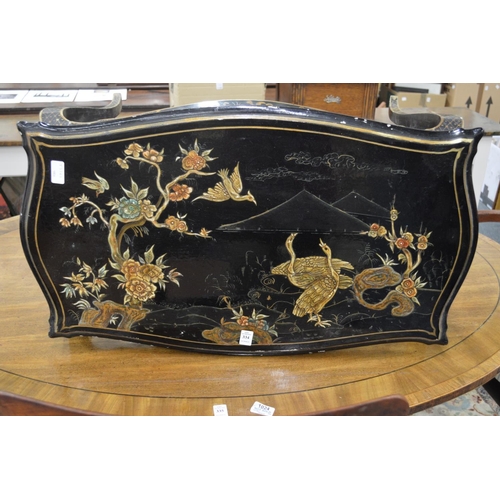 334 - A Chinese chinoiserie decorated lacquer coffee table, the top with geese and foliage.