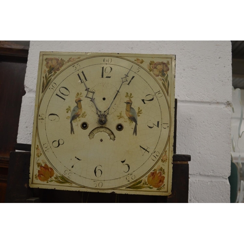 340 - A 19th century oak and mahogany longcase clock with eight day movement and painted square dial.