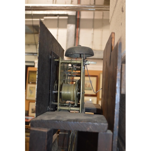 340 - A 19th century oak and mahogany longcase clock with eight day movement and painted square dial.