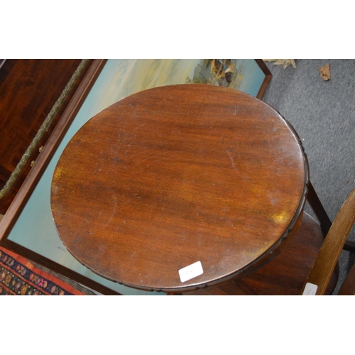 346 - Two mahogany occasional tables and a small armchair.