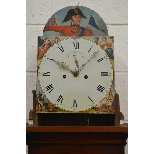 348 - A good 19th century mahogany longcase clock with eight day movement, the arched dial painted with na... 