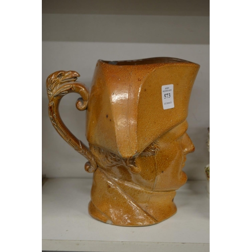 573 - A salt glazed pottery jug of Napoleon.