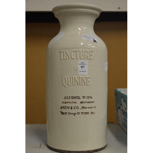 97 - A Tincture of Quinine pharmaceutical jar.