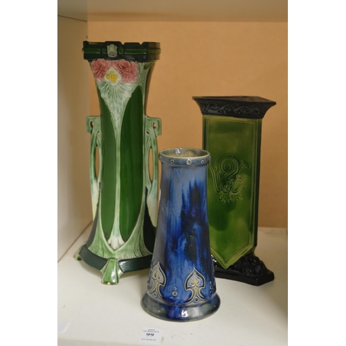 99 - A Royal Doulton Art Nouveau vase and two secessionist vases.