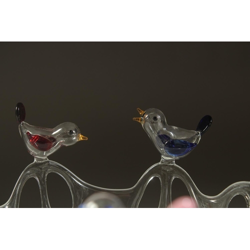 1093 - MASSIMO LUNARDON for DIOR.
A DELICATE BLOWN GLASS BOWL with seven colourful birds.
8.5ins diameter, ... 