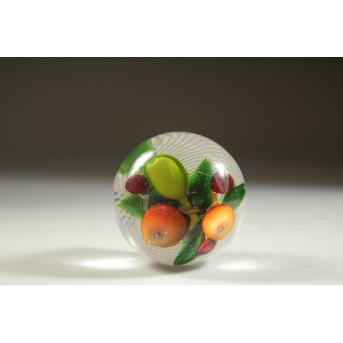 1100 - A GOOD SMALL ST LOUIS GLASS FRUIT PAPERWEIGHT. 2ins diameter.