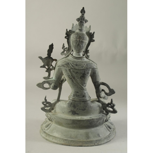 1197 - A CHINESE BRONZE BUDDHA. 13ins high.