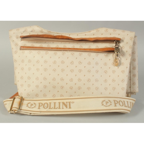 1311 - A POLLINI LEATHER BAG, tapering to 10ins long.