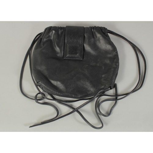 1315 - A LOEWE OF MADRID 1946 SOFT LEATHER BLACK BAG, 9.5ins long.