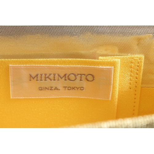 1324 - A MIKIMOTO GINZA TOKYO GOLD COLOURED AND PEARL EVENING BAG, 7.5ins long.