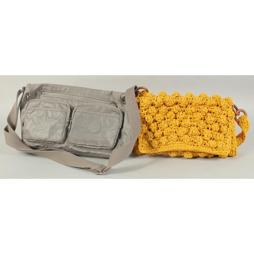 1340 - A ZARA KUOTTEN YELLOW BAG AND A KIPLING BAG (2).