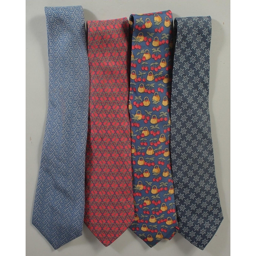 1349 - FOUR VARIOUS HERMES TIES.