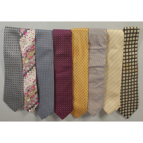 1350 - EIGHT VARIOUS TIES: SEIGO KATSURDGANA, PIERRE CARDIN, ARES, M. AUTONUION, EMILLO PUCCI, SUTTE & BULL... 