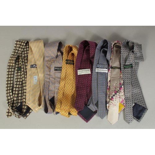 1350 - EIGHT VARIOUS TIES: SEIGO KATSURDGANA, PIERRE CARDIN, ARES, M. AUTONUION, EMILLO PUCCI, SUTTE & BULL... 