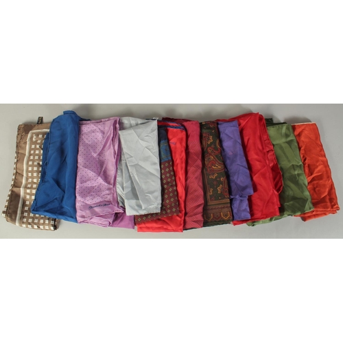 1351 - FOURTEEN VARIOUS SILK HANDKERCHIEFS.