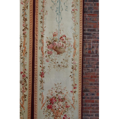 1027 - A GOOD PAIR OF LARGE EARLY/MID 20TH CENTURY BRUSSELS NEEDLEWORK PANELS, cream ground, decoration wit... 