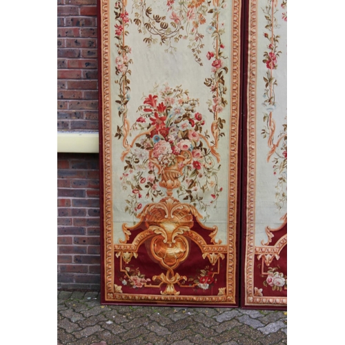 1027 - A GOOD PAIR OF LARGE EARLY/MID 20TH CENTURY BRUSSELS NEEDLEWORK PANELS, cream ground, decoration wit... 