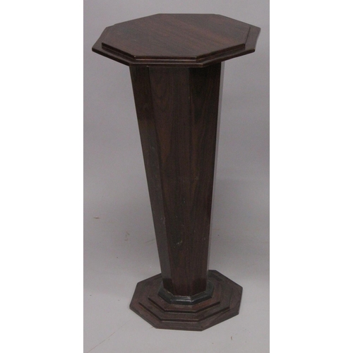 1044 - A PAIR OF ART DECO STYLE ROSEWOOD OCTAGONAL PEDESTAL STANDS. 2ft 6ins high x 1ft 4ins wide.