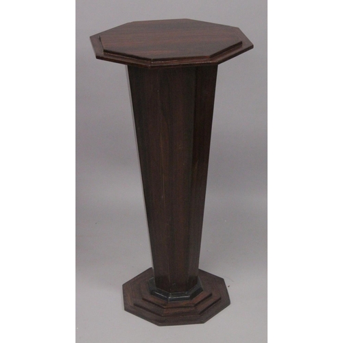 1044 - A PAIR OF ART DECO STYLE ROSEWOOD OCTAGONAL PEDESTAL STANDS. 2ft 6ins high x 1ft 4ins wide.