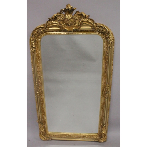 1048 - A VICTORIAN STYLE GILTWOOD PIER MIRROR. 5ft high x 2ft 10ins wide.