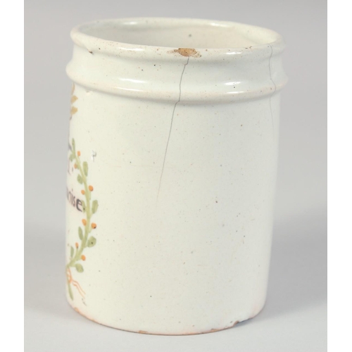 1131 - AN 18TH CENTURY CONTINENTAL TIN GLAZED DRUG JAR. 