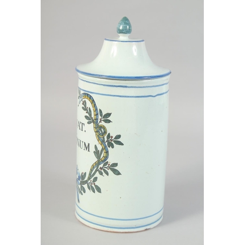 1133 - AN 18TH CENTURY CONTINENTAL TIN GLAZE DRUG JAR. 