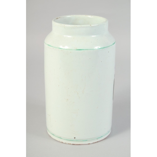 1134 - AN 18TH CENTURY CONTINENTAL TIN GLAZE DRUG JAR 