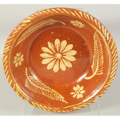 1141 - A SLIPWASH CIRCULAR BOWL, 13ins diameter and NINE VARIOUS WAX FRUITS.