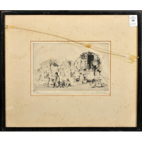 10 - Auguste Brouet (1872-1941) French, travelling families, etching, signed and numbered 77/100 in penci... 