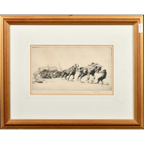 44 - George Soper (1870-1942), 'Timber Hauling, No. 1', etching, signed in pencil, plate size 6