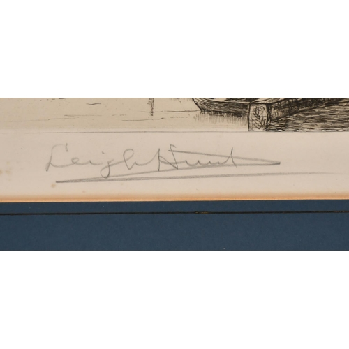 45 - Leigh Harrison Hunt (1858-1937), boats in a harbour, etching, signed in pencil, plate size 14