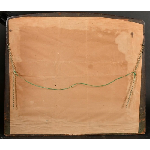 54 - After H.J. Dobson, A colour print of a Scottish couple having a frugal meal in an oak parcel gilt Ar... 